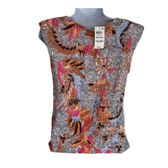 INC Concept Med or Lrg Summer Sleeveless Floral Print Top Blouse - Picture 3 of 6